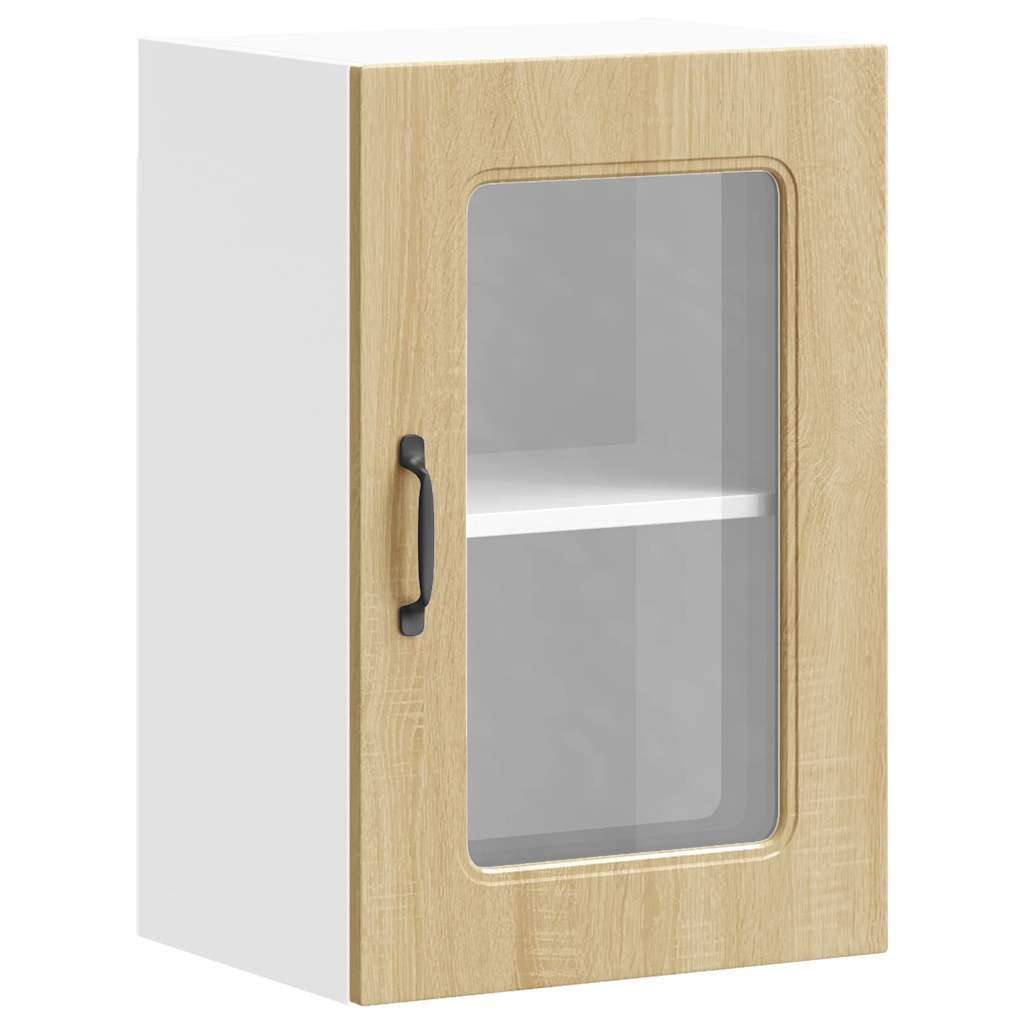 Pensile da Cucina con Porta in Vetro Kalmar Rovere Sonoma - homemem39