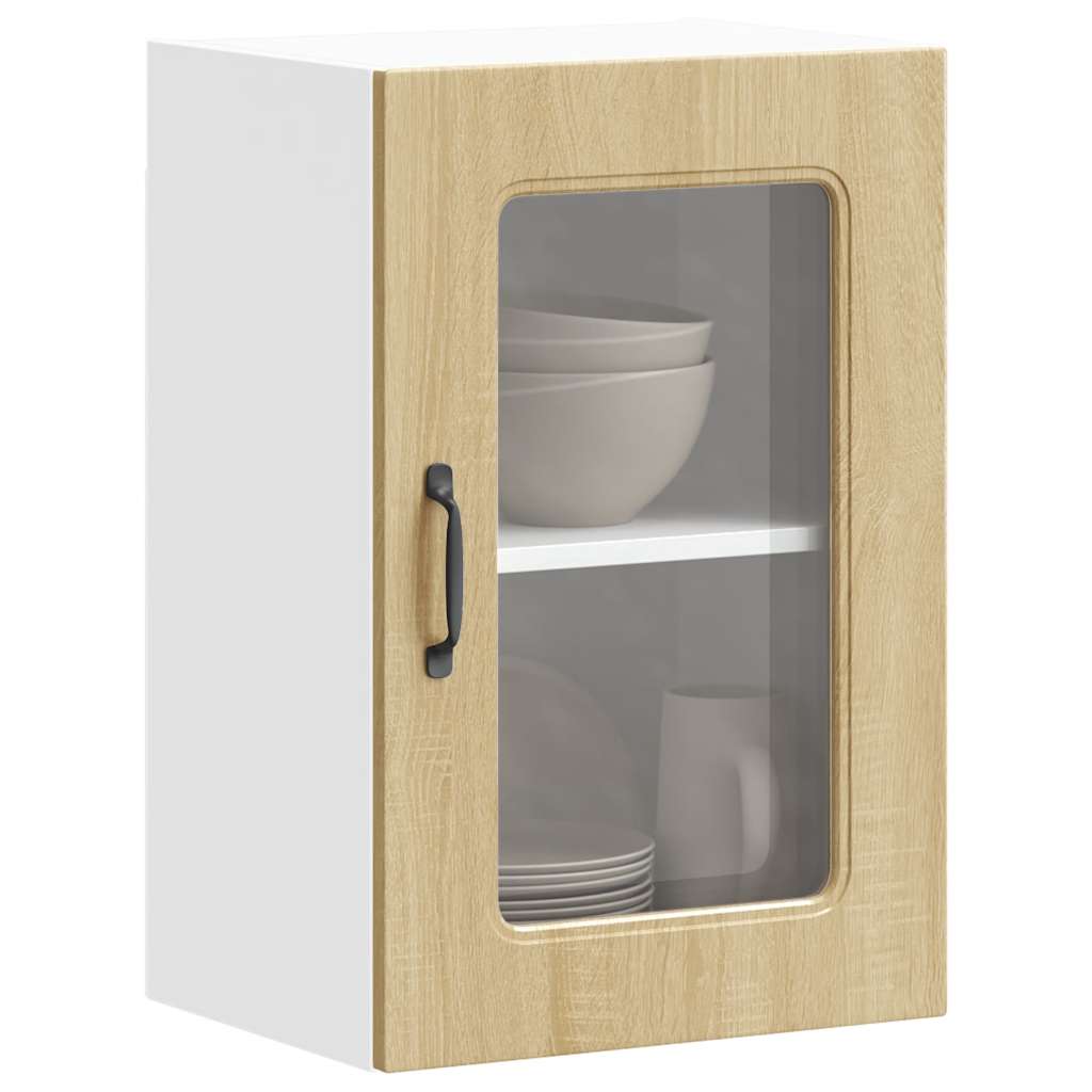 Pensile da Cucina con Porta in Vetro Kalmar Rovere Sonoma - homemem39