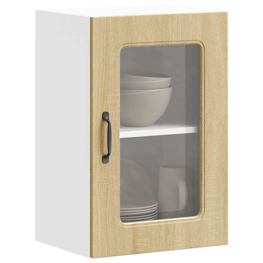 Pensile da Cucina con Porta in Vetro Kalmar Rovere Sonoma - homemem39
