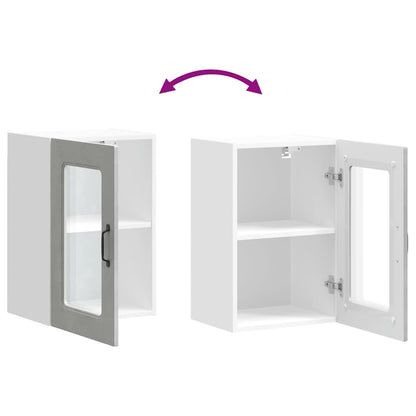 Pensile da Cucina con Porta in Vetro Kalmar Grigio Cemento - homemem39