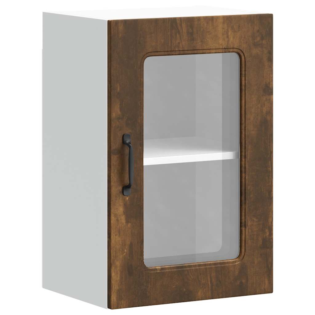 Pensile da Cucina con Porta in Vetro Kalmar Rovere Fumo | homemem39