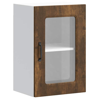 Pensile da Cucina con Porta in Vetro Kalmar Rovere Fumo - homemem39