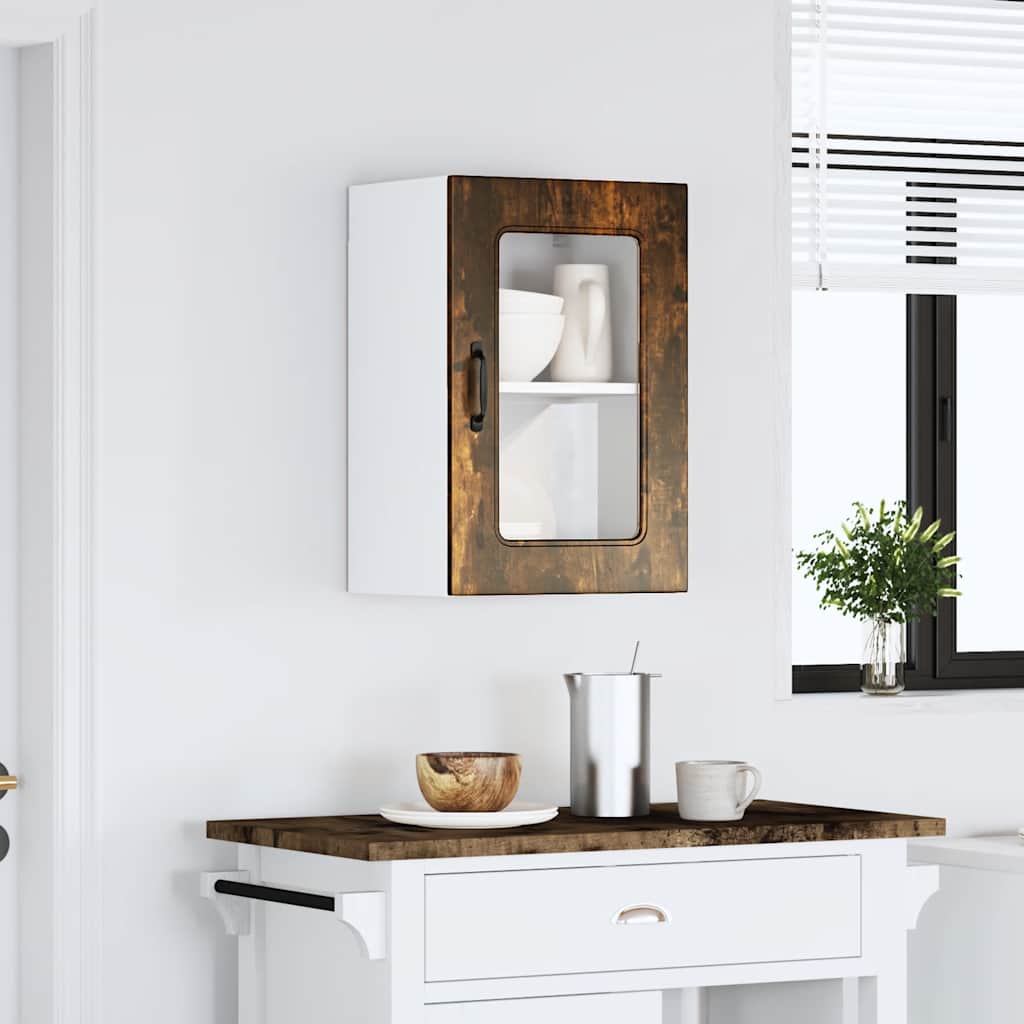 Pensile da Cucina con Porta in Vetro Kalmar Rovere Fumo - homemem39