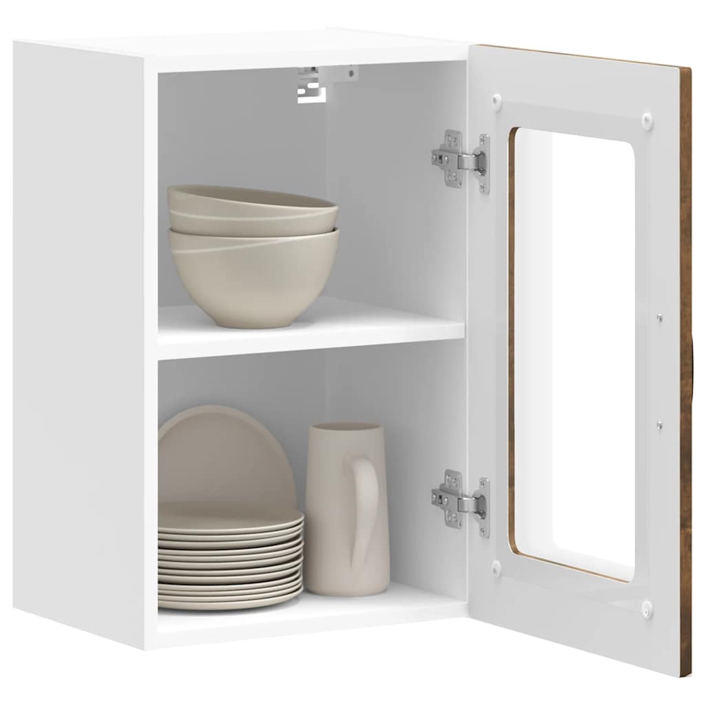 Pensile da Cucina con Porta in Vetro Kalmar Rovere Fumo | homemem39
