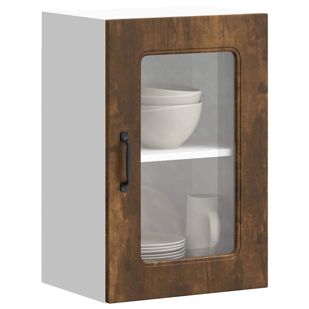 Pensile da Cucina con Porta in Vetro Kalmar Rovere Fumo - homemem39