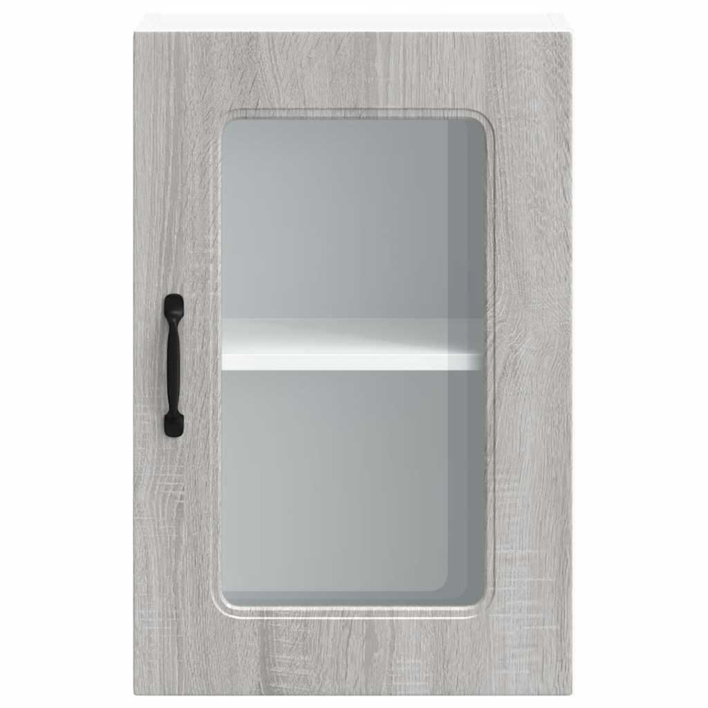 Pensile da Cucina con Porta in Vetro Kalmar Grigio Sonoma - homemem39