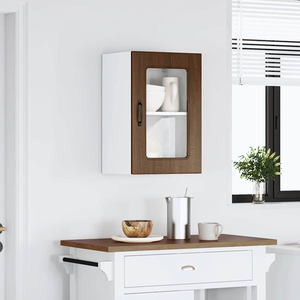 Pensile da Cucina con Porta in Vetro Kalmar Rovere Marrone | homemem39
