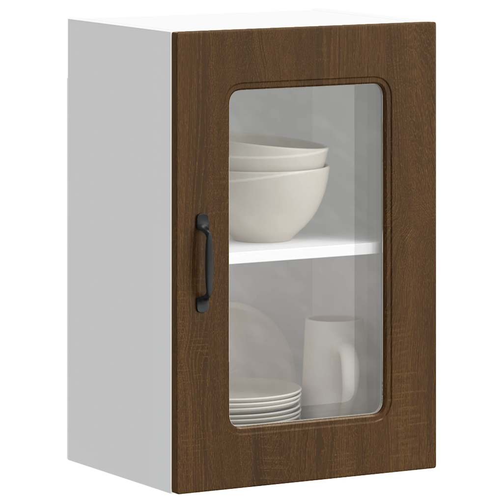 Pensile da Cucina con Porta in Vetro Kalmar Rovere Marrone | homemem39