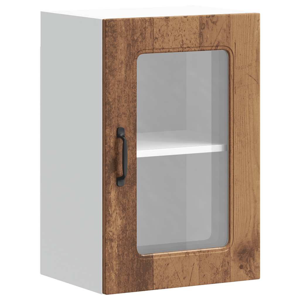 Pensile da Cucina con Porta in Vetro Kalmar Legno Vecchio - homemem39