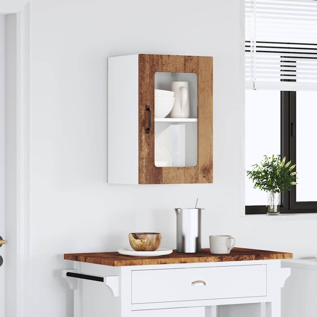 Pensile da Cucina con Porta in Vetro Kalmar Legno Vecchio - homemem39