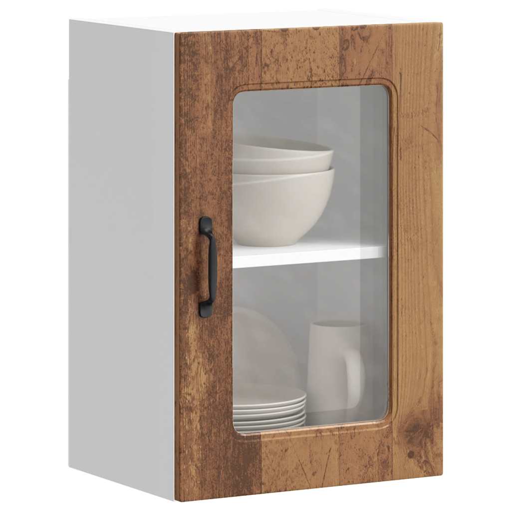 Pensile da Cucina con Porta in Vetro Kalmar Legno Vecchio - homemem39