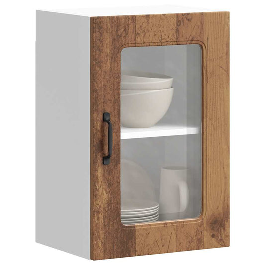 Pensile da Cucina con Porta in Vetro Kalmar Legno Vecchio