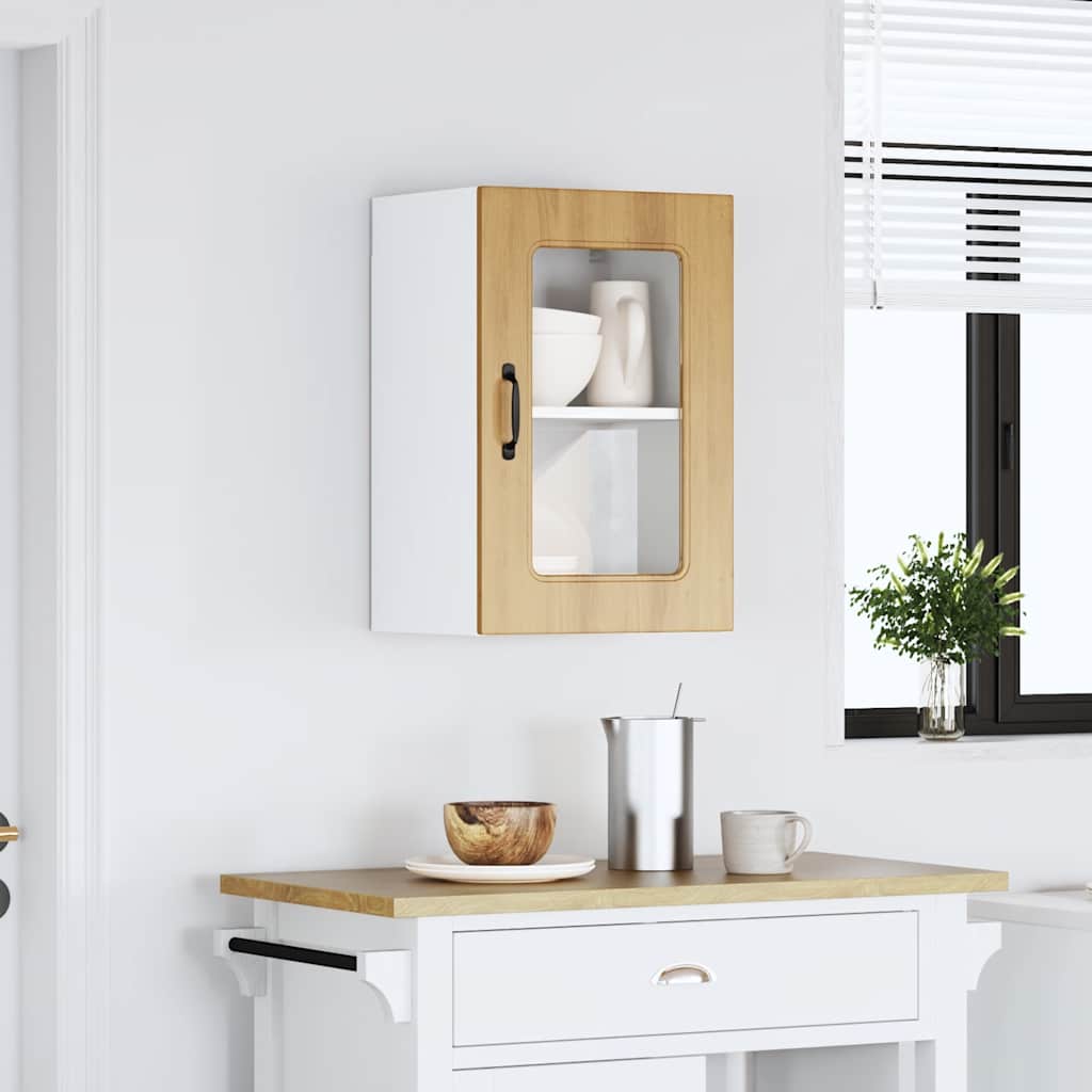 Pensile da Cucina con Porta in Vetro Kalmar Rovere Artigianale - homemem39