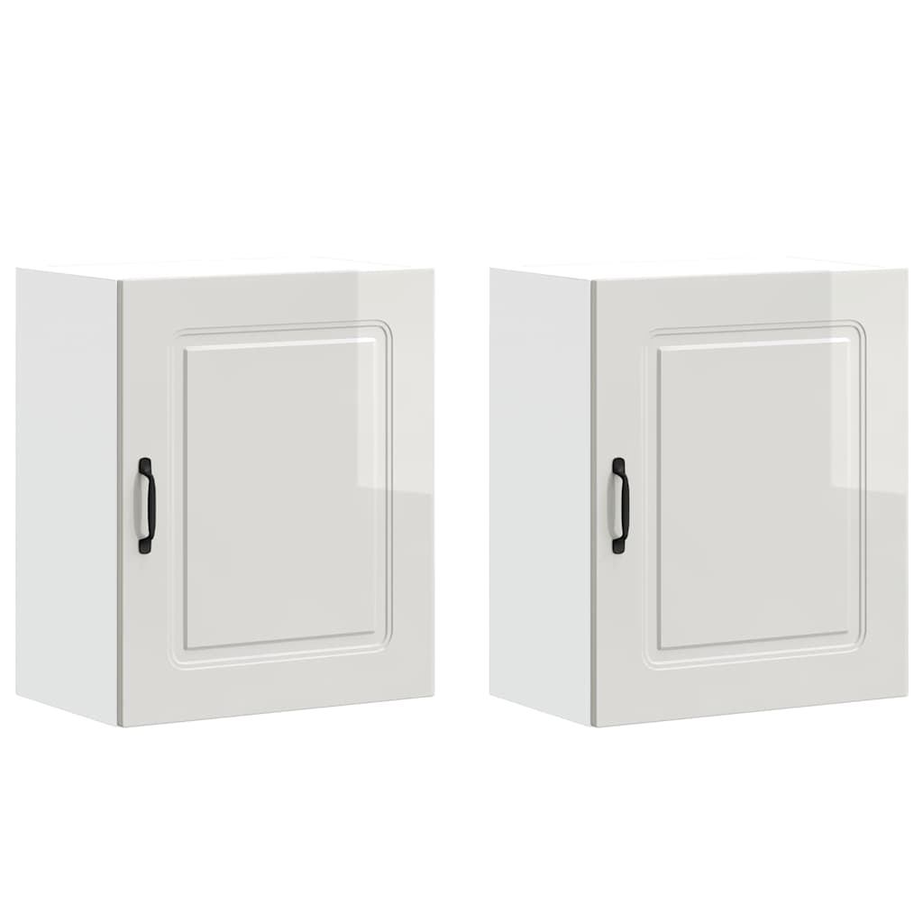 Pensili da cucina 2 pz Kalmar in Legno Multistrato Bianco Lucido | homemem39