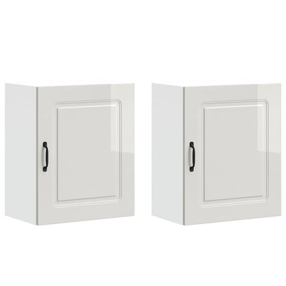 Pensili da cucina 2 pz Kalmar in Legno Multistrato Bianco Lucido | homemem39