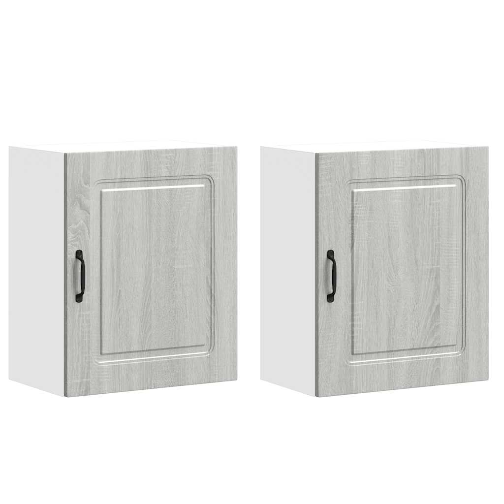 Pensili da cucina 2 pz Kalmar Grigio in Legno Multistrato Sonoma