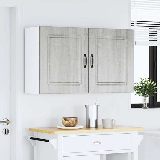 Pensili da cucina 2 pz Kalmar Grigio Legno Multistrato Sonoma