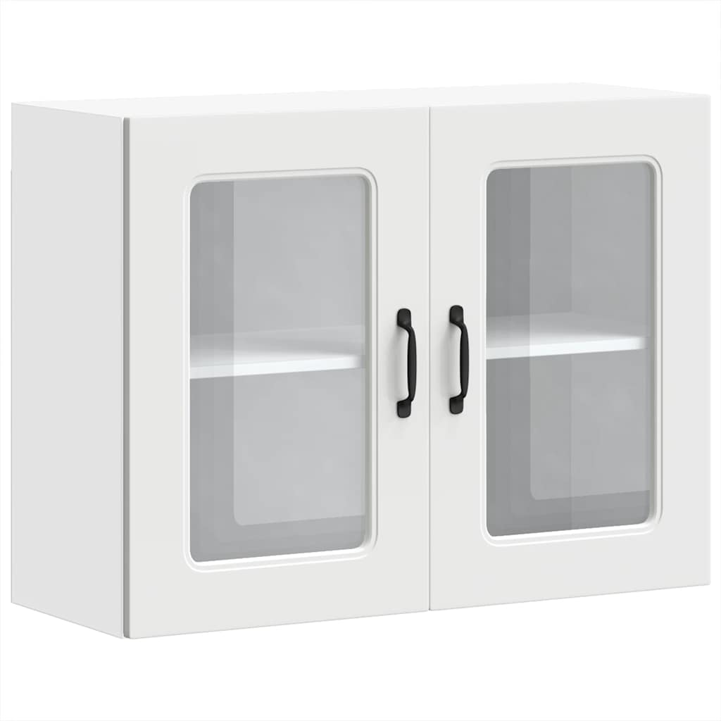 Pensile da Cucina con Porta in Vetro Kalmar Bianco Truciolato - homemem39
