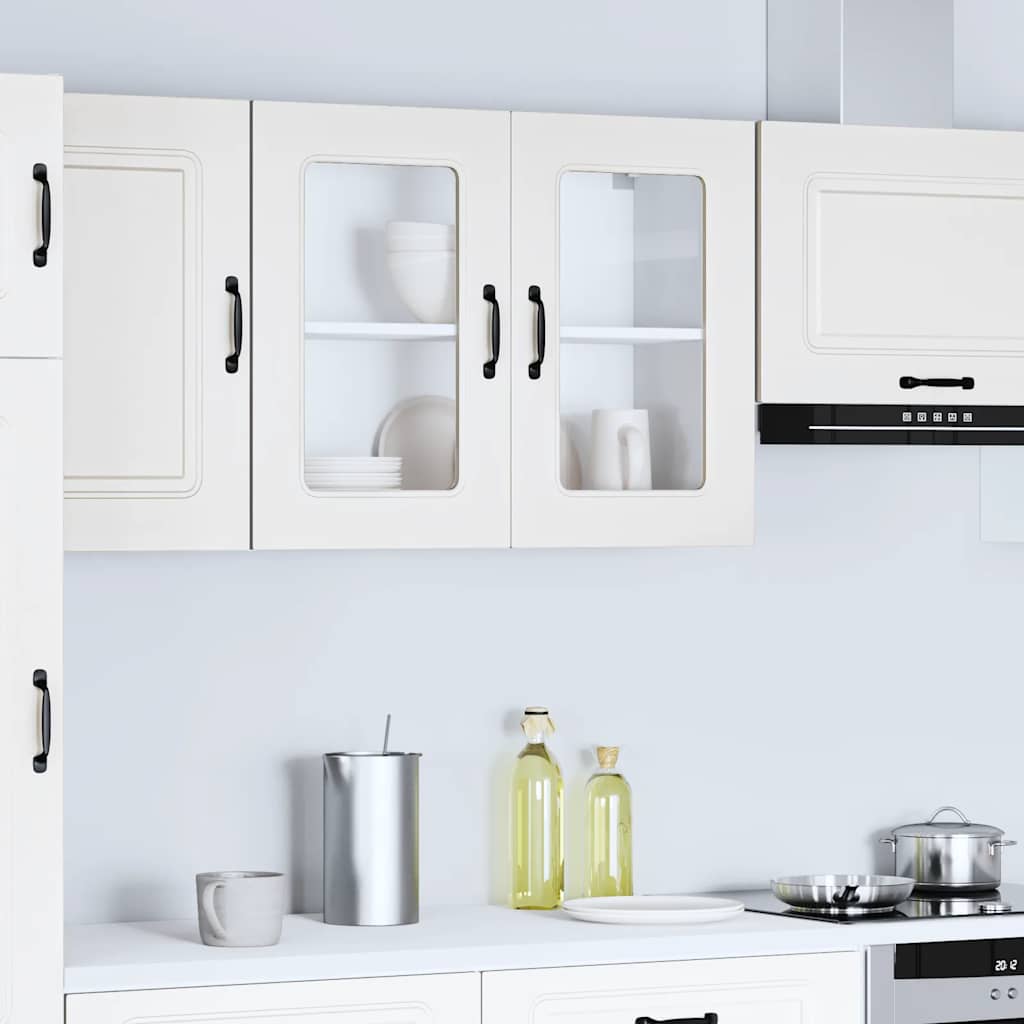 Pensile da Cucina con Porta in Vetro Kalmar Bianco Truciolato - homemem39
