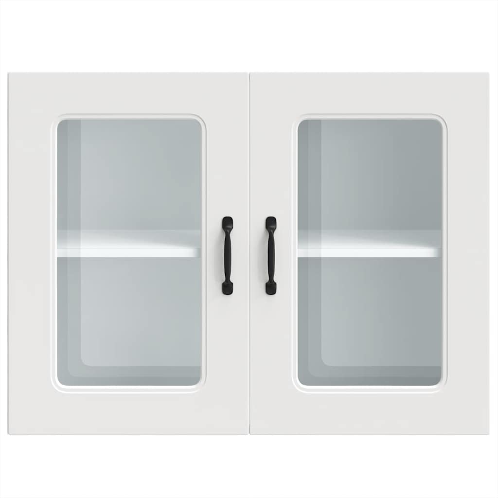 Pensile da Cucina con Porta in Vetro Kalmar Bianco Truciolato - homemem39