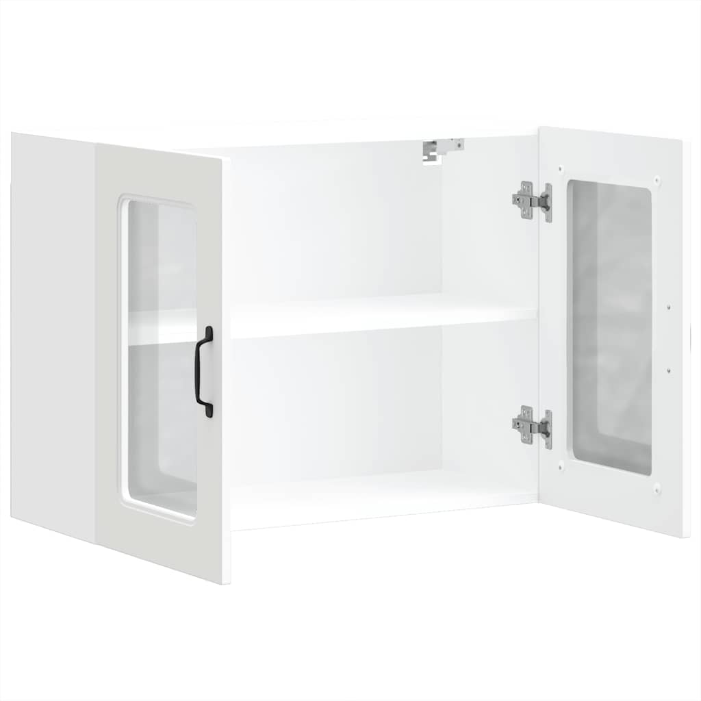 Pensile da Cucina con Porta in Vetro Kalmar Bianco Truciolato - homemem39