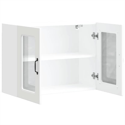 Pensile da Cucina con Porta in Vetro Kalmar Bianco Truciolato - homemem39