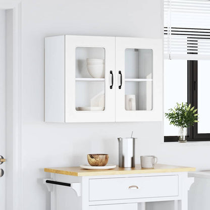 Pensile da Cucina con Porta in Vetro Kalmar Bianco Truciolato - homemem39