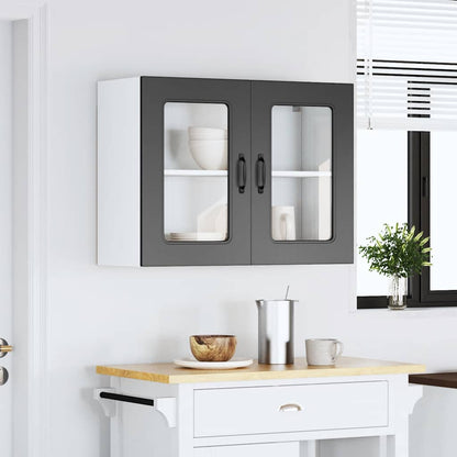 Pensile da Cucina con Porta in Vetro Kalmar Nero Truciolato - homemem39
