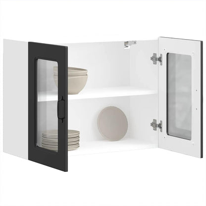 Pensile da Cucina con Porta in Vetro Kalmar Nero Truciolato - homemem39