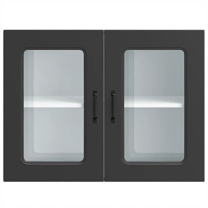 Pensile da Cucina con Porta in Vetro Kalmar Nero Truciolato - homemem39