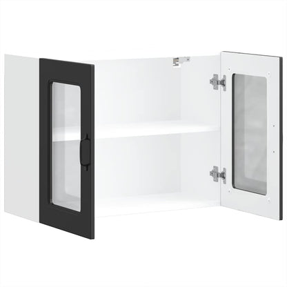 Pensile da Cucina con Porta in Vetro Kalmar Nero Truciolato - homemem39