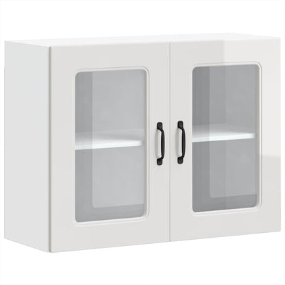 Pensile da Cucina con Porta in Vetro Kalmar Bianco Lucido | homemem39