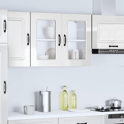 Pensile da Cucina con Porta in Vetro Kalmar Bianco Lucido - homemem39
