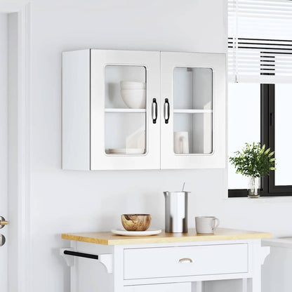 Pensile da Cucina con Porta in Vetro Kalmar Bianco Lucido - homemem39