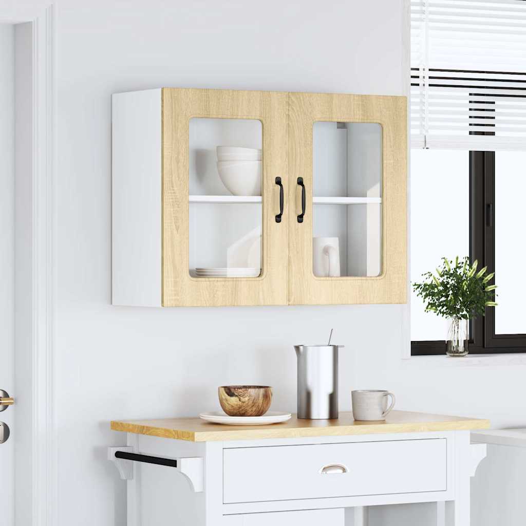 Pensile da Cucina con Porta in Vetro Kalmar Rovere Sonoma - homemem39