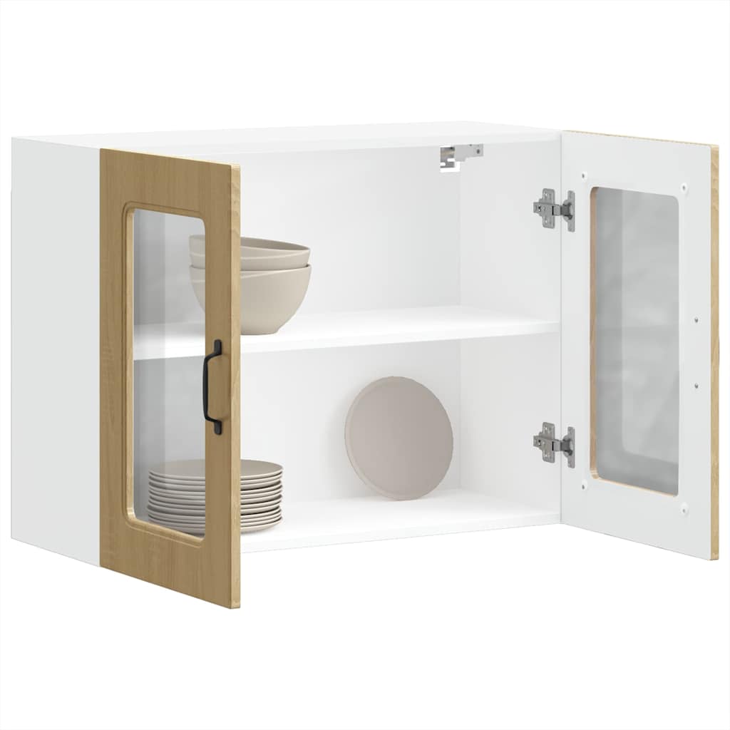 Pensile da Cucina con Porta in Vetro Kalmar Rovere Sonoma - homemem39