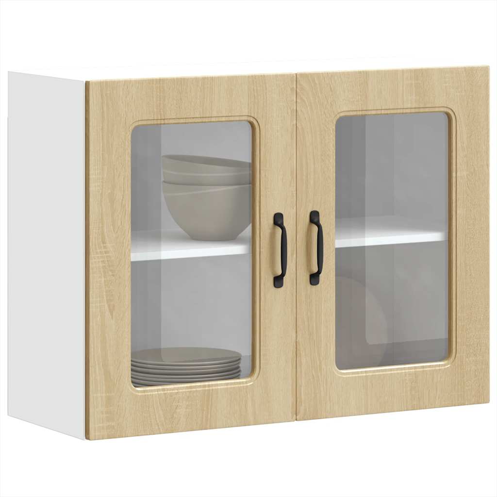 Pensile da Cucina con Porta in Vetro Kalmar Rovere Sonoma - homemem39