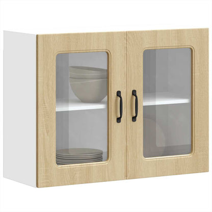 Pensile da Cucina con Porta in Vetro Kalmar Rovere Sonoma - homemem39