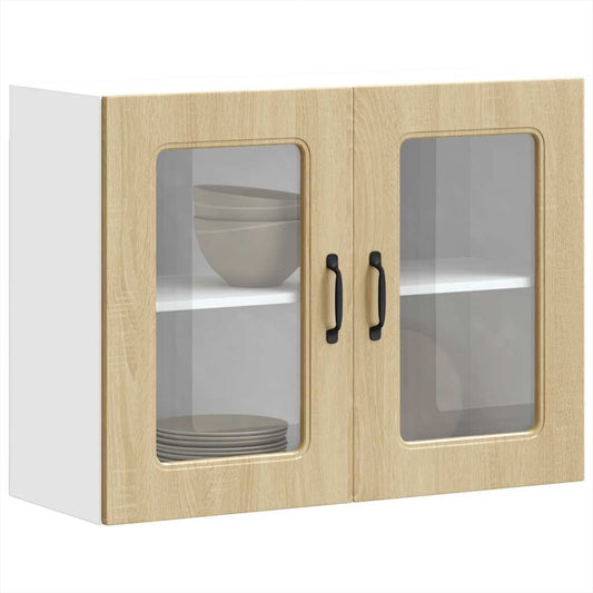 Pensile da Cucina con Porta in Vetro Kalmar Rovere Sonoma - homemem39