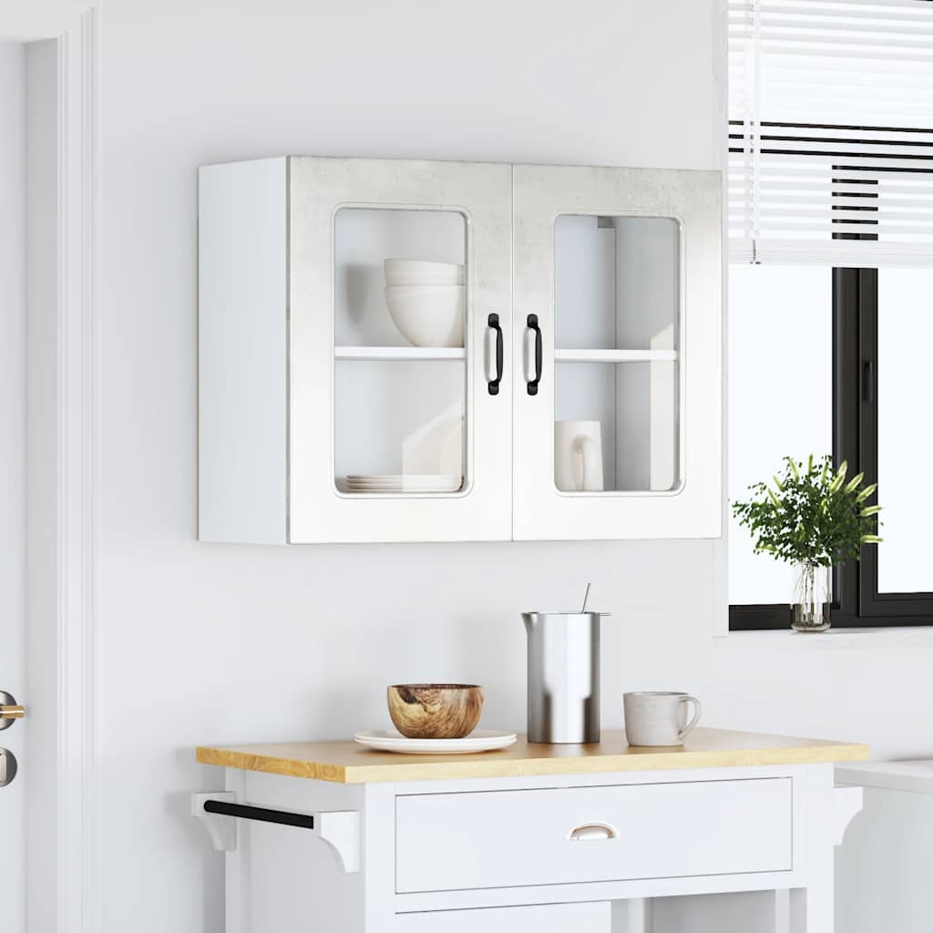 Pensile da Cucina con Porta in Vetro Kalmar Grigio Cemento - homemem39