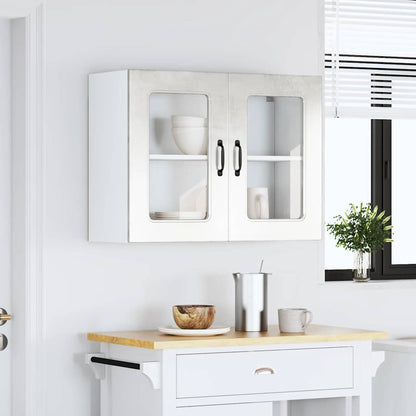 Pensile da Cucina con Porta in Vetro Kalmar Grigio Cemento - homemem39
