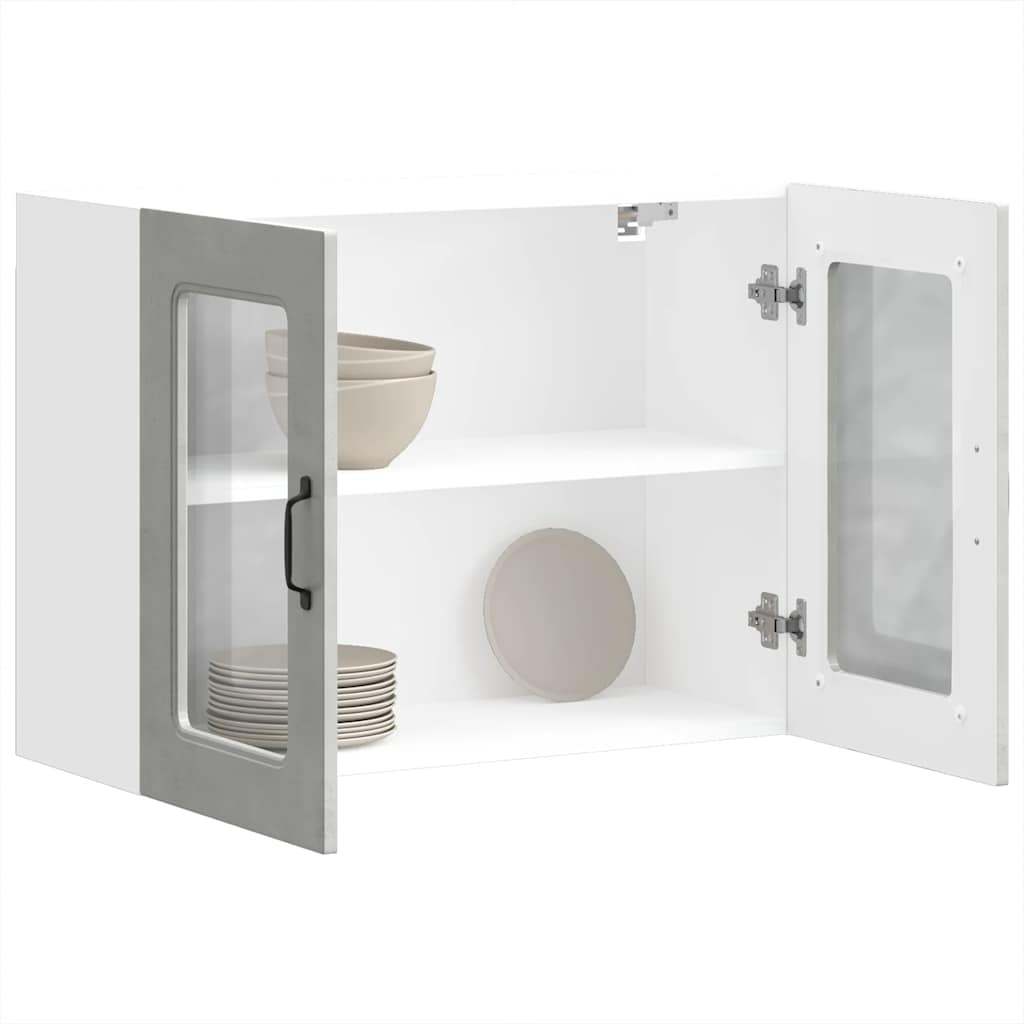 Pensile da Cucina con Porta in Vetro Kalmar Grigio Cemento - homemem39