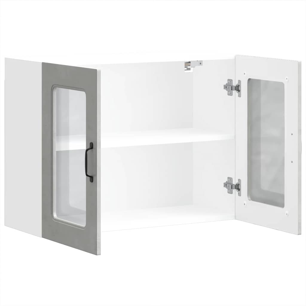 Pensile da Cucina con Porta in Vetro Kalmar Grigio Cemento - homemem39
