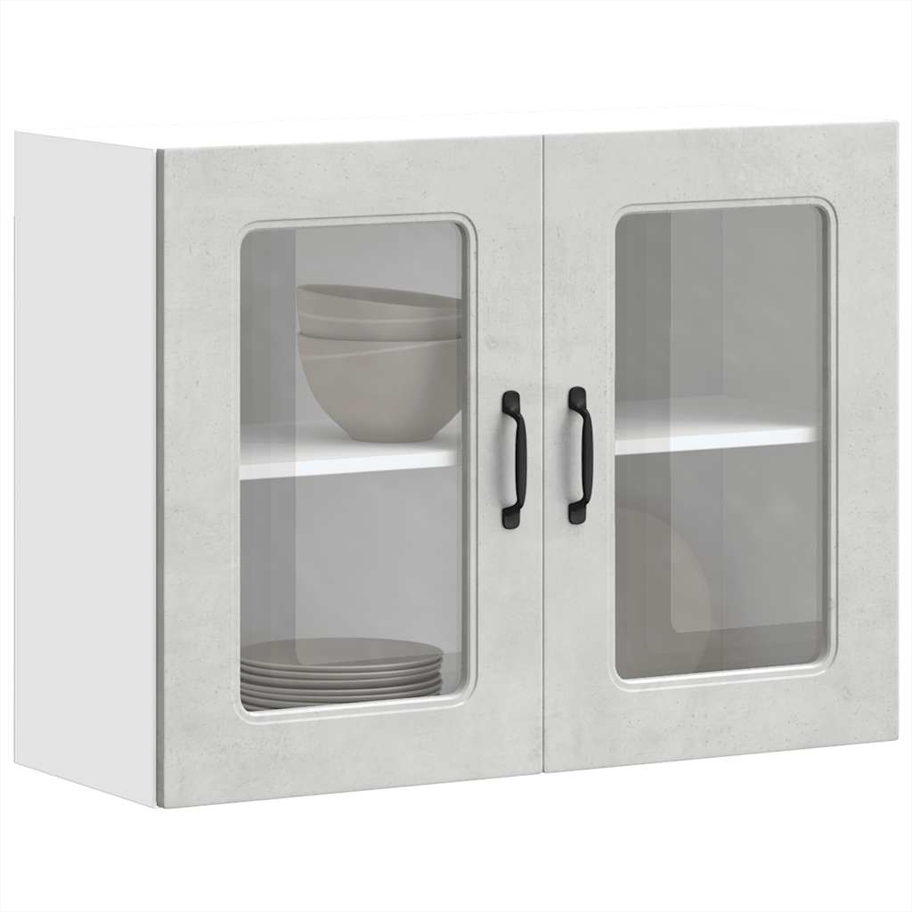 Pensile da Cucina con Porta in Vetro Kalmar Grigio Cemento - homemem39