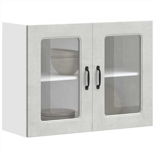 Pensile da Cucina con Porta in Vetro Kalmar Grigio Cemento - homemem39