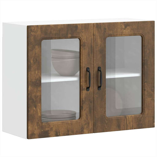 Pensile da Cucina con Porta in Vetro Kalmar Rovere Fumo - homemem39