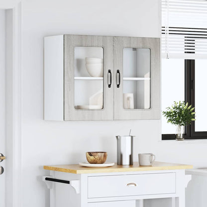 Pensile da Cucina con Porta in Vetro Kalmar Grigio Sonoma - homemem39