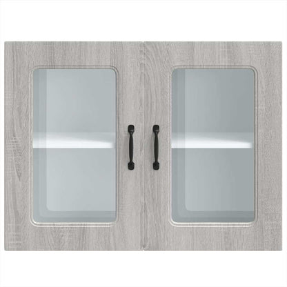 Pensile da Cucina con Porta in Vetro Kalmar Grigio Sonoma - homemem39