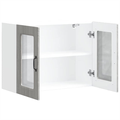 Pensile da Cucina con Porta in Vetro Kalmar Grigio Sonoma - homemem39