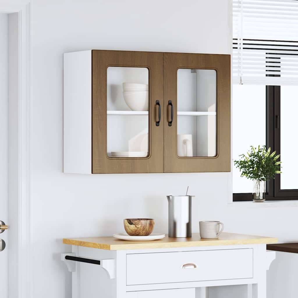 Pensile da Cucina con Porta in Vetro Kalmar Rovere Marrone - homemem39